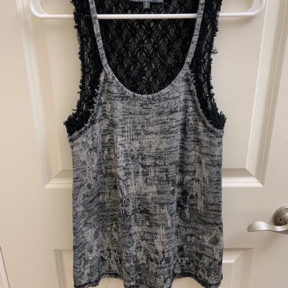 Miss Me Knit Tank With Stud Embellishments & Lace